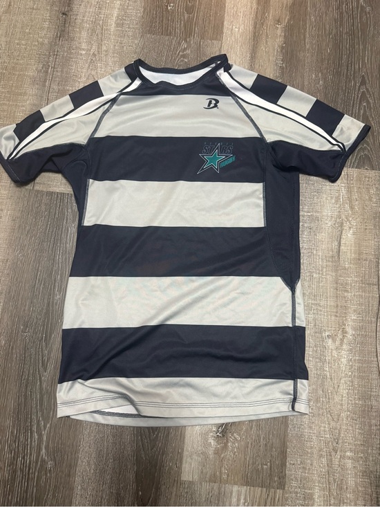 Other - Breathable Striped Rugby Tee - Navy & Light Gray